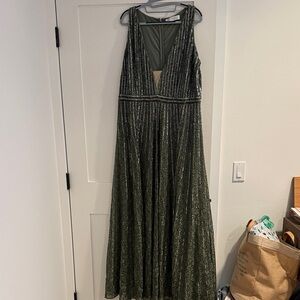 Mac Duggal Glittering Green Maxi Dress